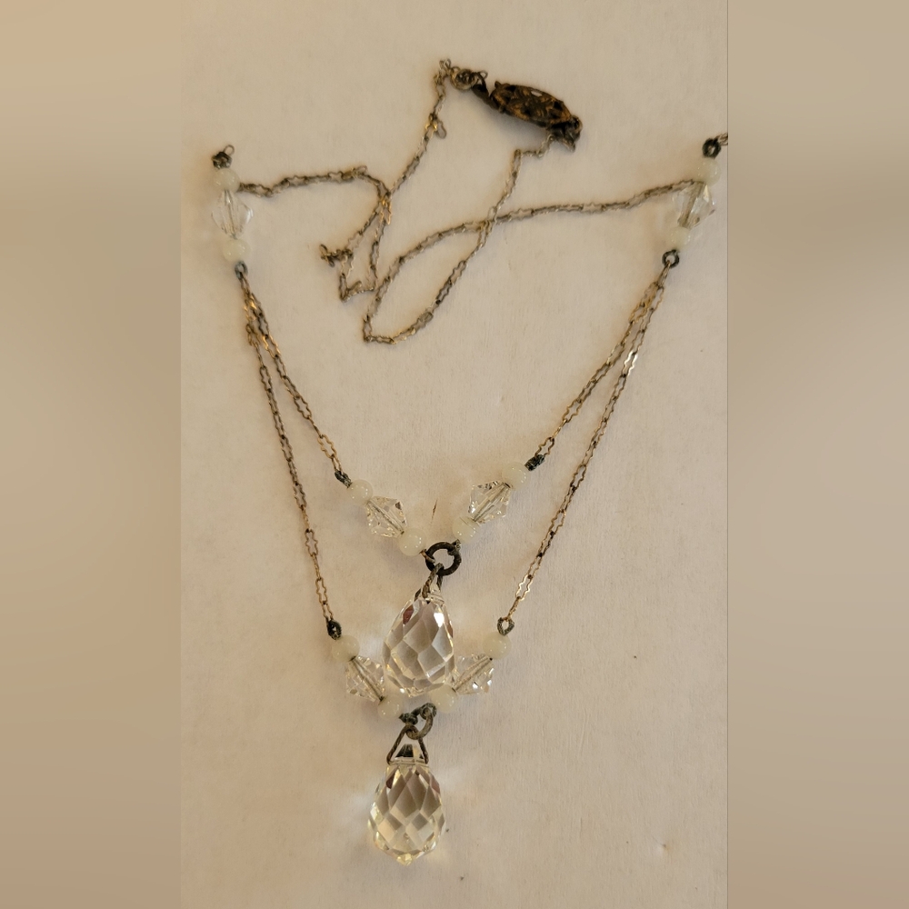 Vintage crystal and silver necklace